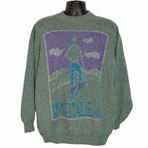 VINTAGE 80s 90s COLMAR MONT BLANC ITALY SKI SWEATER NOVELTY ART DECO ALPS SZ XL